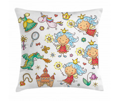 Cartoon Princess Motif Pillow Cover