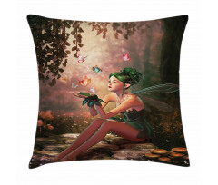 Girl Wings Butterflies Pillow Cover