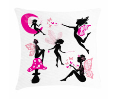 Silhouette of Winged Girl Pillow Cover