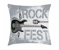 Guitar on Brick Wall Pillow Cover