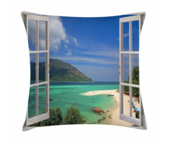 Tropic Scene in Window Pillow Cover