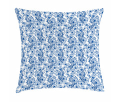 Russian Gzhel Style Flora Pillow Cover