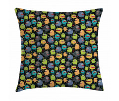 Cartoon Style Beings Pillow Cover