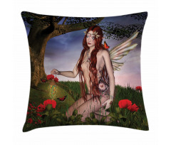 Fairy Butterfly Catcher Pillow Cover