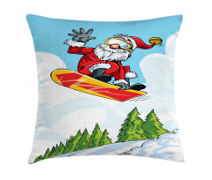 Jump on Snowboard Pines Pillow Cover