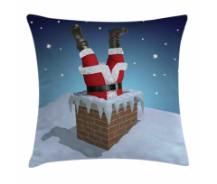 Santa Stuck in Chimney Pillow Cover