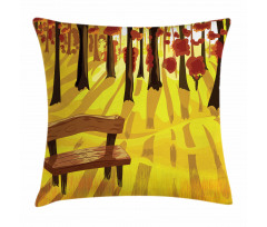 Cartoon Tree and Bench Pillow Cover