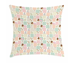Checkered Square Cats Pillow Cover