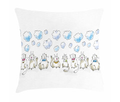 Cats Sitting with Collars Pillow Cover