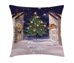 Snowy Streets Carol Pillow Cover