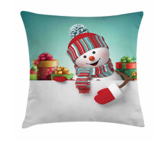 Snowman and Boxes Pillow Cover