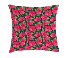 Polka Dots Hibiscus Pillow Cover