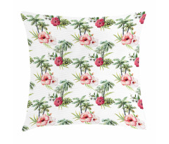 Palm Trees Hibiscus Pillow Cover