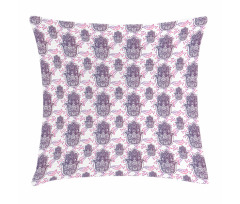 Ombre Leaves Circles Pillow Cover