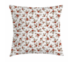 Holly Berries Leaves Pillow Cover