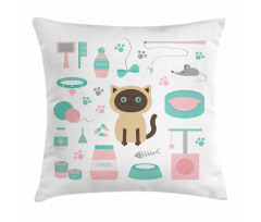 Cartoon Domestic Siamese Pillow Cover