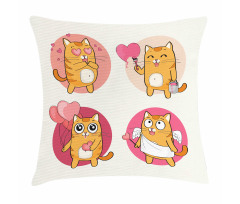 Romantic Kitten in Love Pillow Cover