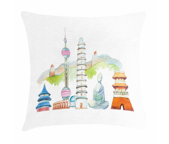 Landmarks Watercolor Pillow Cover