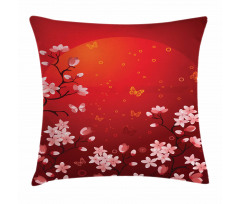 Abstract Sunset and Sakura Pillow Cover