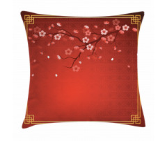 Cherry Branch Chinese Frame Pillow Cover