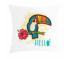 Toucan Bird with Hibiscus Pillow Cover