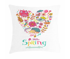 Doodle Springtime Heart Pillow Cover