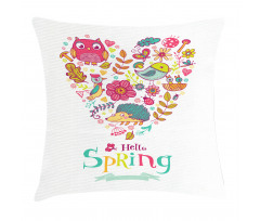 Doodle Springtime Heart Pillow Cover