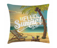 Chair Under Palm Trees Pillow Cover