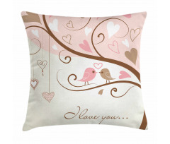 2 Birds Romance Motif Pillow Cover
