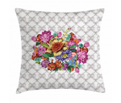 Damask Pattern Bouquet Pillow Cover