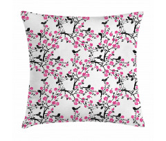 Sakura Tree Bird Pillow Cover