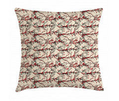 Red Flowers Tree Pillow Cover