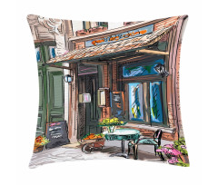Street Paris Cafe Eating Pillow Cover