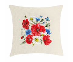 Vintage Poppies Daisy Pillow Cover