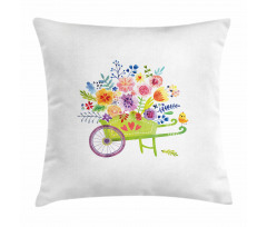 Wheelbarrow Flowers Pillow Cover