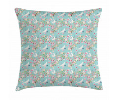Watercolor Flying Crane Pillow Cover
