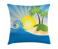 Sun Rays Tropical Island Pillow Cover