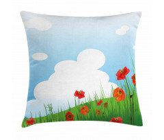 Idyllic Grassy Landscape Pillow Cover