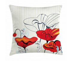 Striped Florets Pillow Cover