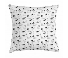 Sketch Style Terriers Pillow Cover