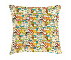 Teddy Bears Doodle Comic Pillow Cover