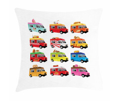 Colorful Food Trucks Pillow Cover