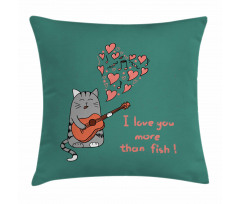 Cartoon Cat Sings Pillow Cover