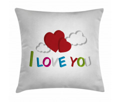Letters Clouds Heart Pillow Cover