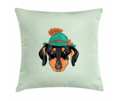 Hipster Dog and Hat Pillow Cover