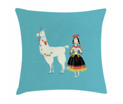 Peruvian Knitting Woman Pillow Cover
