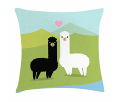 Animals in Love on Hill Pillow Cover