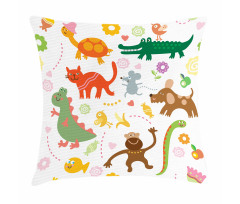 Jolly Cartoon Animals Pillow Cover