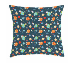 Cartoon Planets in Space Pillow Cover