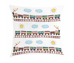 Cartoon Train Tracklines Pillow Cover